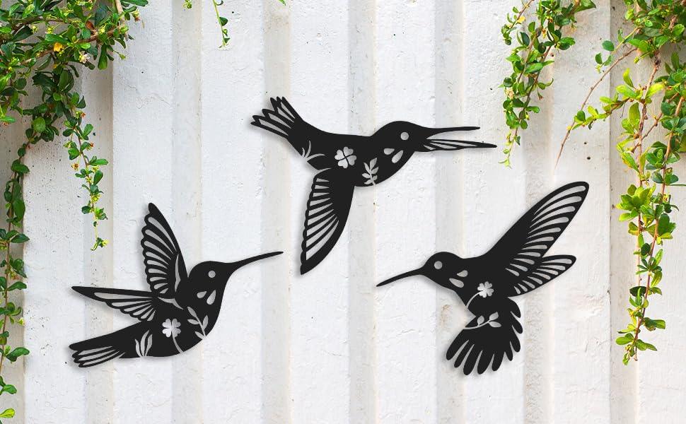 Curious Button Beautiful Black Birds Wall Art Decor for Home Decor, Wooden Birds Wall Sculpture for Home, Kitchen Wall Decoration Home, Living Room, Office, Bedroom (25cm, Set of 3) - Haoser