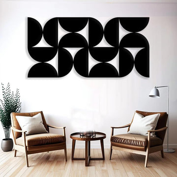 Half Circles Wooden Wall Decor | Geometric Abstract Art Panel | 11x5 Inch Mid-Century Modern Design | Pine MDF Wall Hanging for Home & Office Contemporary Decor