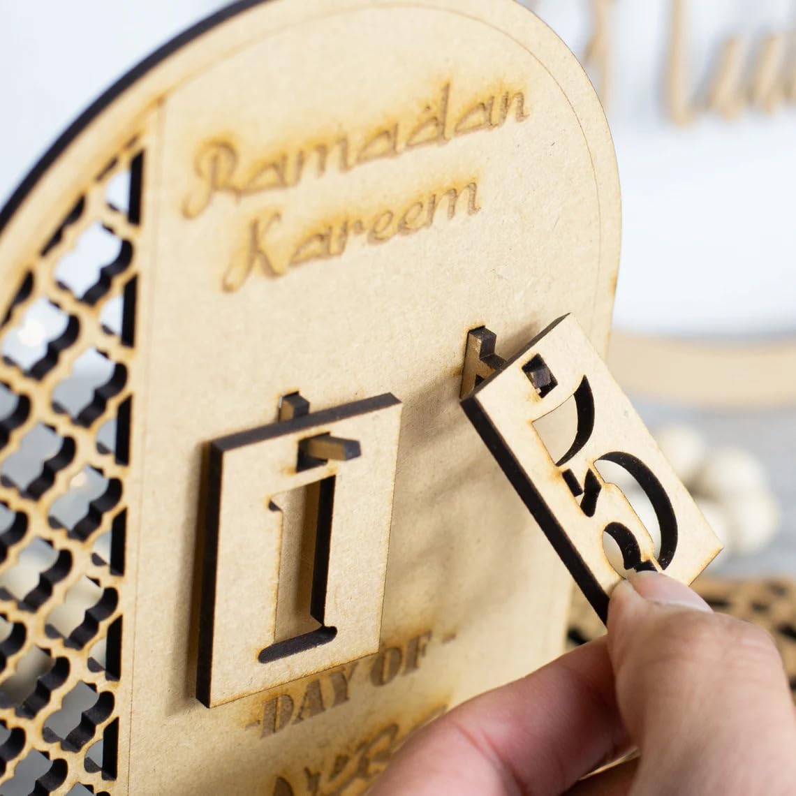 Haoser Wooden Ramadan Calendar Eid Mubarak Table Stand Decoration |Wooden Ramadan Calendar Ramadan Mubarak Decor Eid Decoration Sign Ramadan Kareem Islamic Table Decor Ramadan Gifts