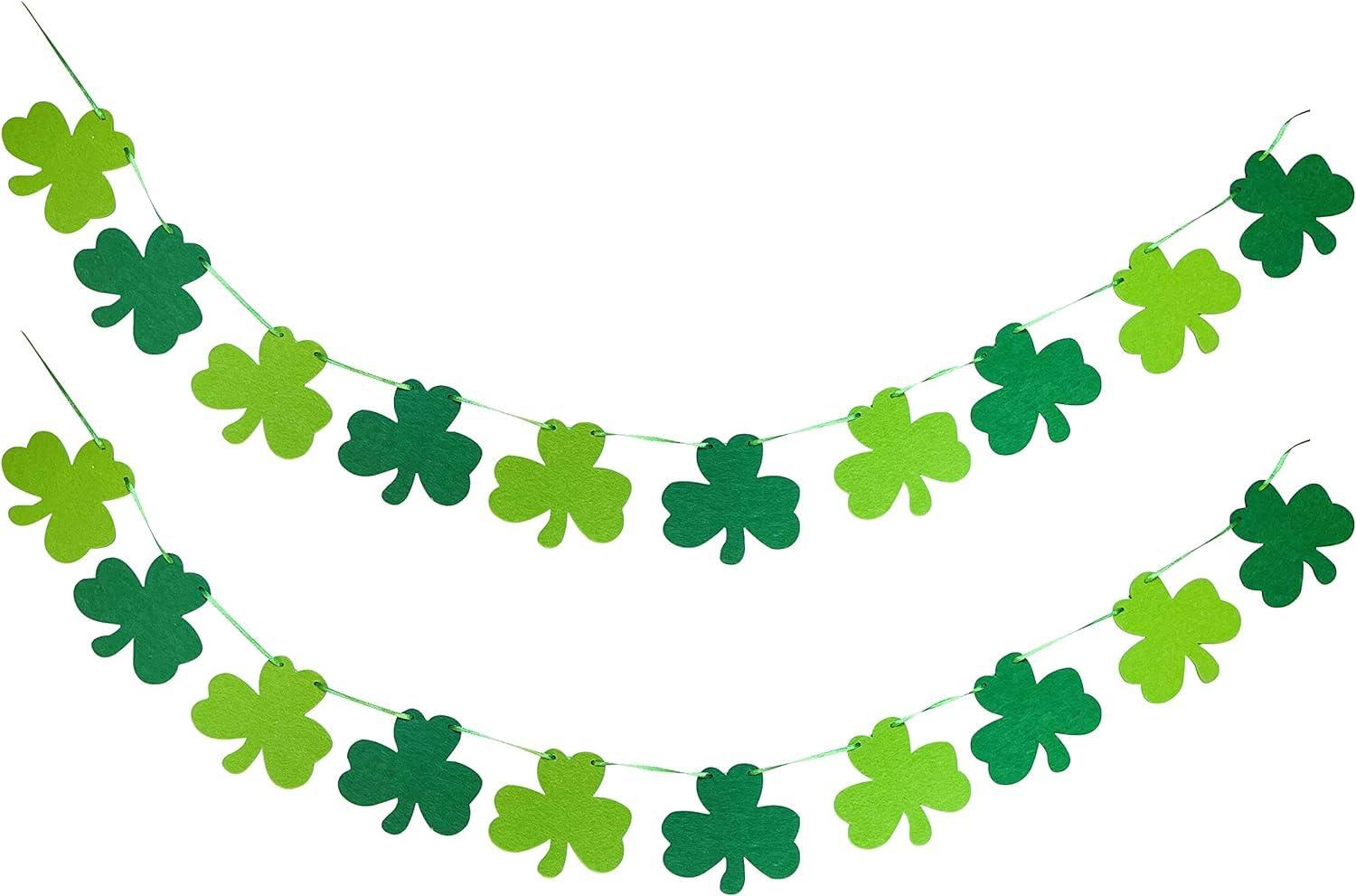 Haoser St. Patrick's Day Decorations Felt Shamrock Clover Garland Banner for St.Patrick's Day Lucky Shamrock Banner Garland for Irish Party Supplies D?cor-20 pc - Haoser