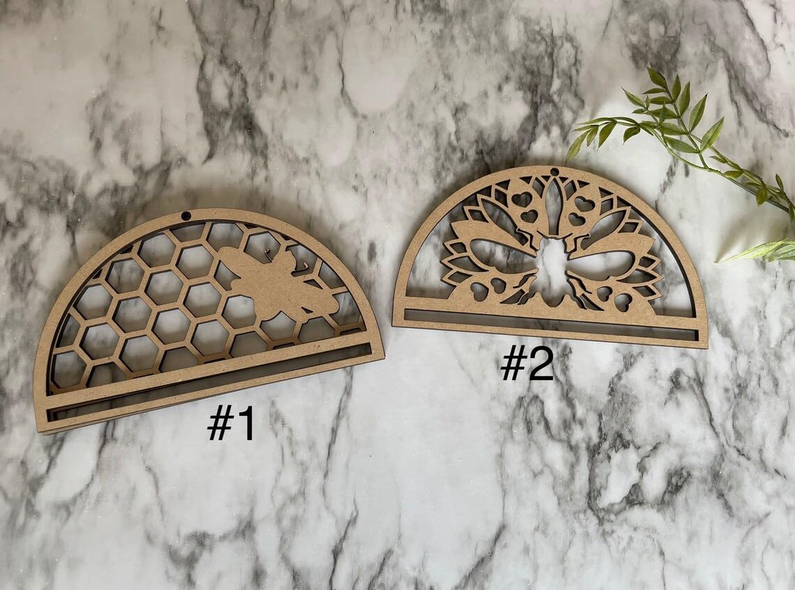 Pack of 2 Wooden MDF Macrame Blank Mandala Frames | Half Circle Craft Findings for DIY Crochet, Resin & Wall Hanging Art (6x4 Inch)