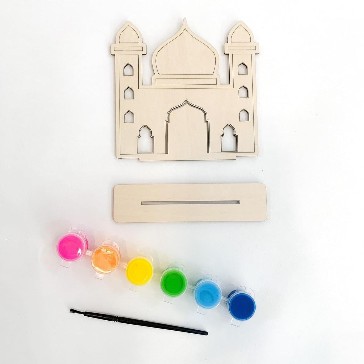 Ramadan & Eid Islamic Activity for Kids | Ramadan Wooden Decoration Mosque Wood Puzzle Craft Set with Paints | Eid & Ramadan Gift