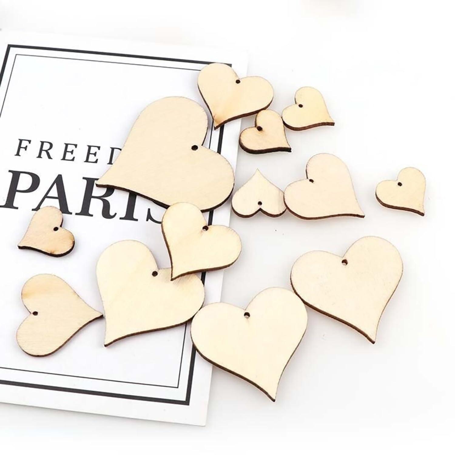 Haoser Unfinished Blank Love Heart Wood Pieces, Heart Shape Wooden Crafts Coasters for DIY Architectural Models Drawing Painting Wood Engraving Wood Burning Laser Scroll Sawing - Haoser