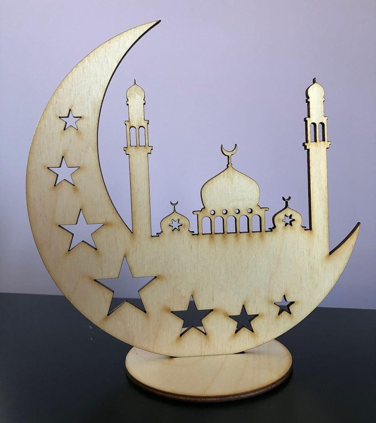 Curious Button 25cm Freestanding Masjid Decor Table Top, Ramadan Gifts, Tabletop Display, Ramadan Decor, Wooden Cutouts, Eid Decoration, MDF Home Decor - Haoser