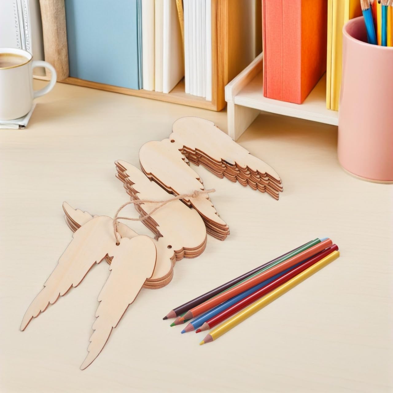20 Pcs Angel Wings MDF Wooden Cutouts for DIY Craft | Unfinished Wood Angel Wing Shapes for Painting