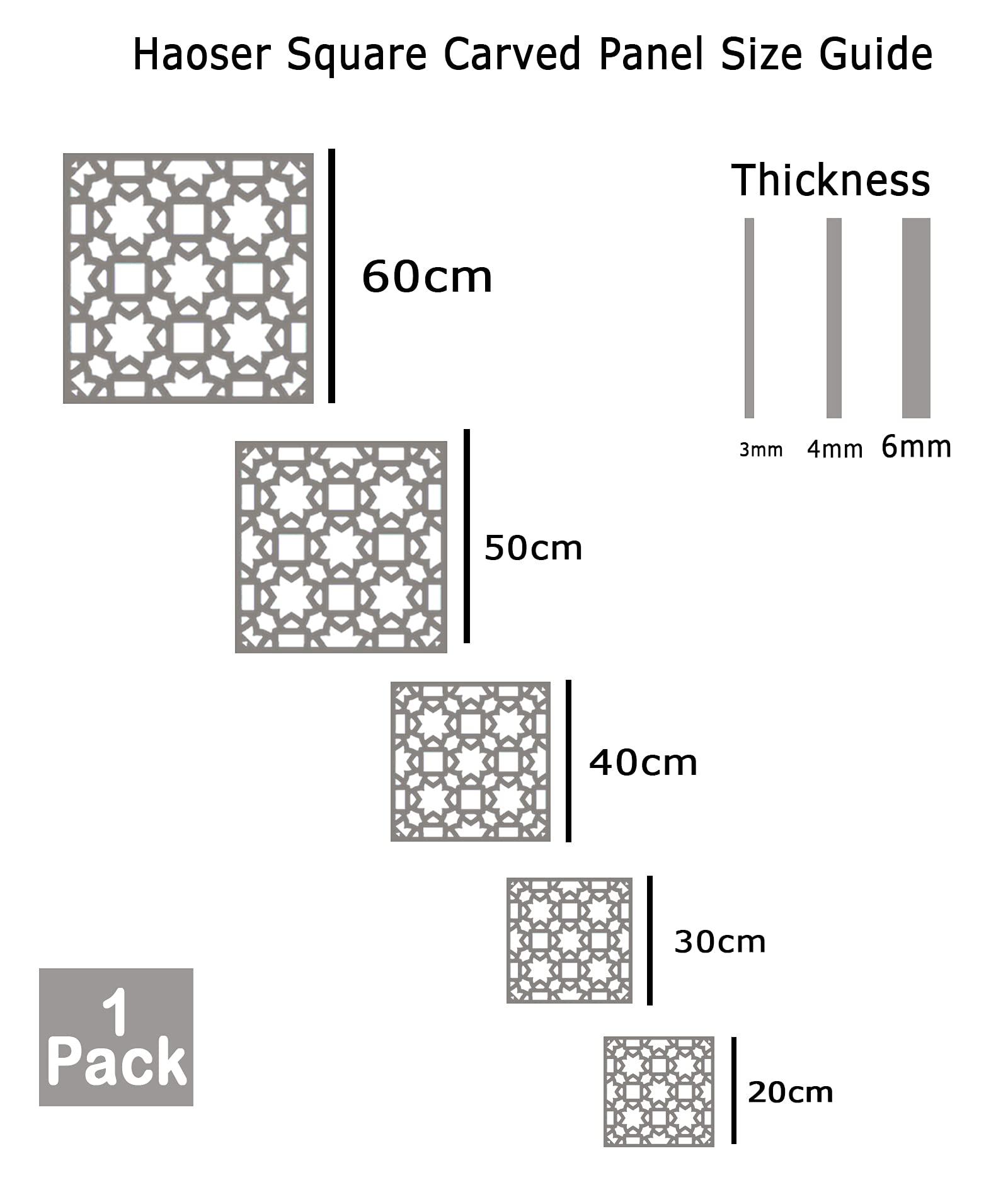 Haoser Wall Hanging Wooden Carved Panel for Room Partition, Cabinet Doors, Windows (Square Panel-4) - Haoser