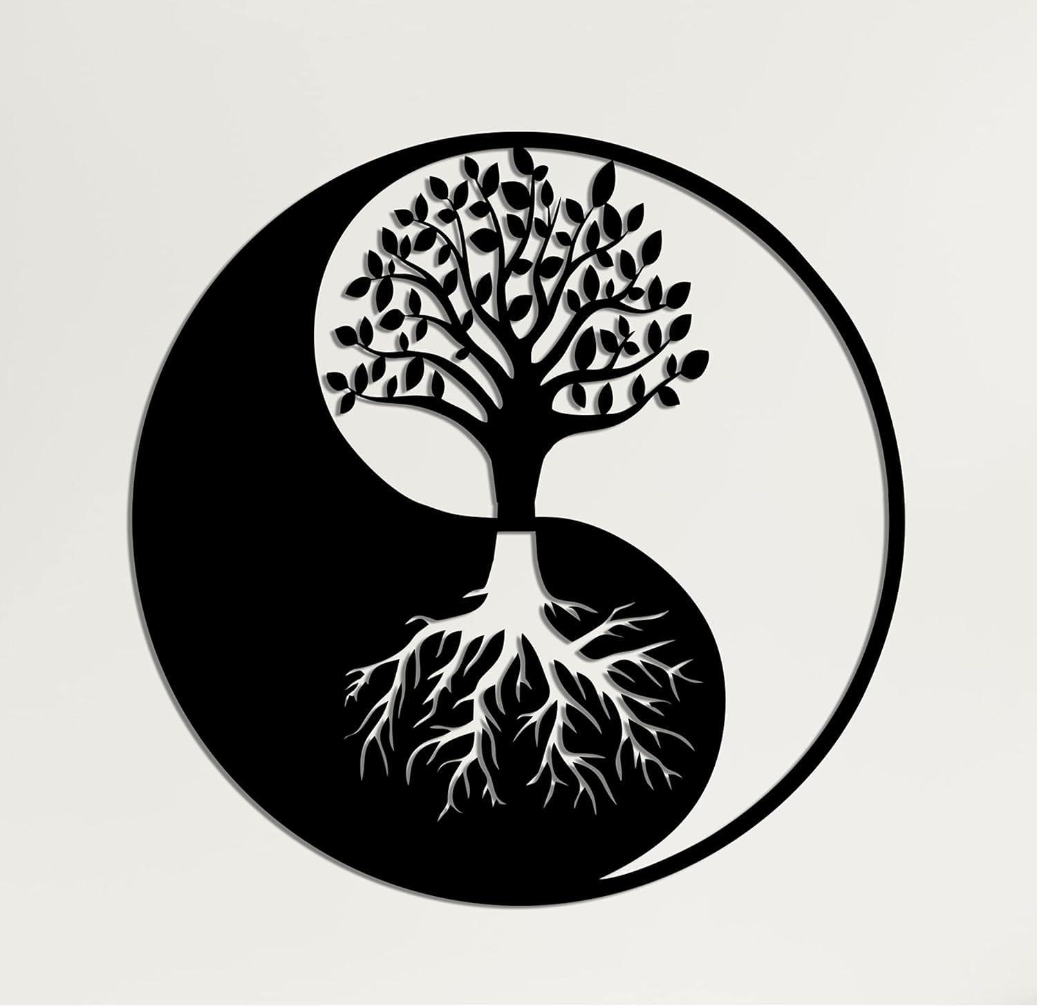 Curious Button Wall Hanging Art Beautiful Design Wooden Wall Tree of Life Art Shape Decor for Living Room, Bedroom, Hallway Decor Kitchen Wall Ornament (28cm) - Haoser