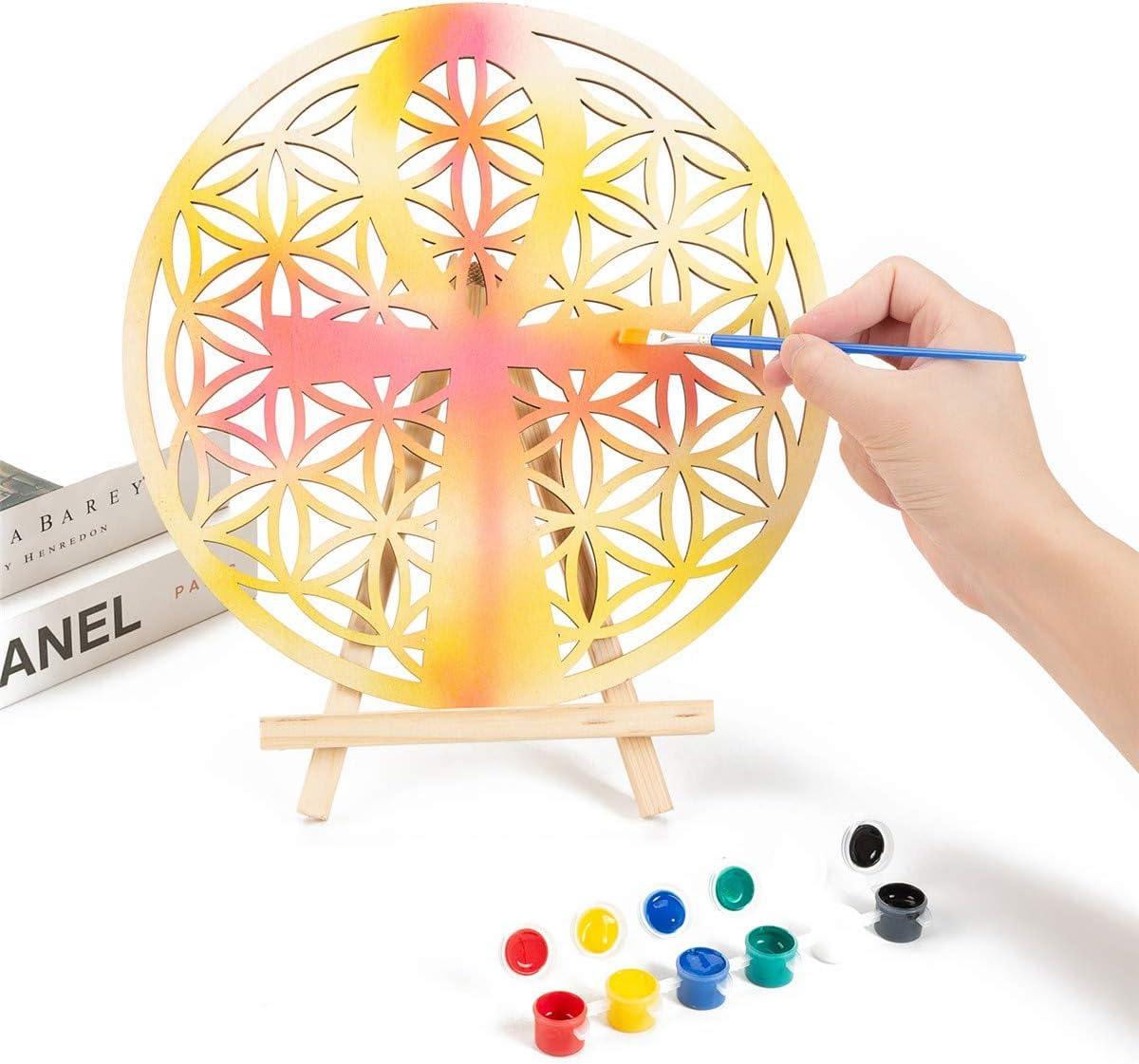 Curious Button Unfinished Wooden Geometry Wall Art Hanging Wall Sculpture Meditation Centerpiece for Home, Living Room, Yoga Wall Art, Wall Decor, Modern Wooden Wall (30 cm) - Haoser