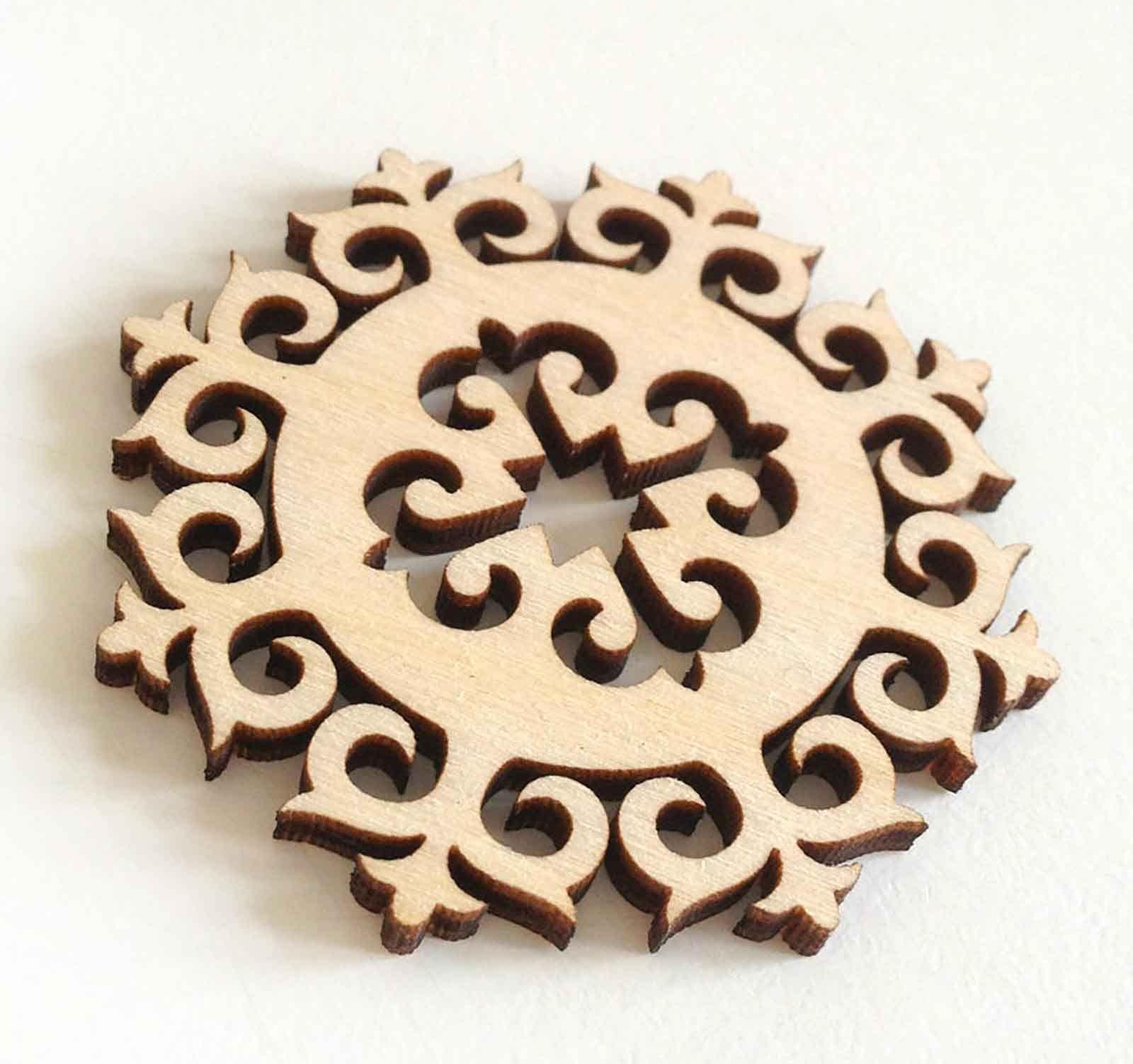 Haoser Wooden Ornaments Cutouts for Home Decor, Laser Cut Wood Cutouts for DIY Craft Project (Ornament-2) - Haoser