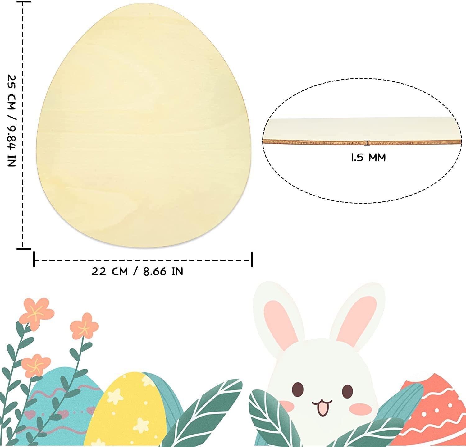 Haoser Pack of 8 Pieces Easter Egg Wooden Slices Unfinished Wooden Cutouts DIY Craft Blank Oval Shape Wood Hanging Ornaments for Painting Home Holiday Party Decor - Haoser