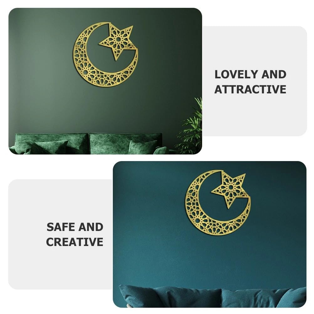 Acrylic Moon & Star Wall Hanging – Islamic Geometric Acrylic Wall Art Ramadan Decoration