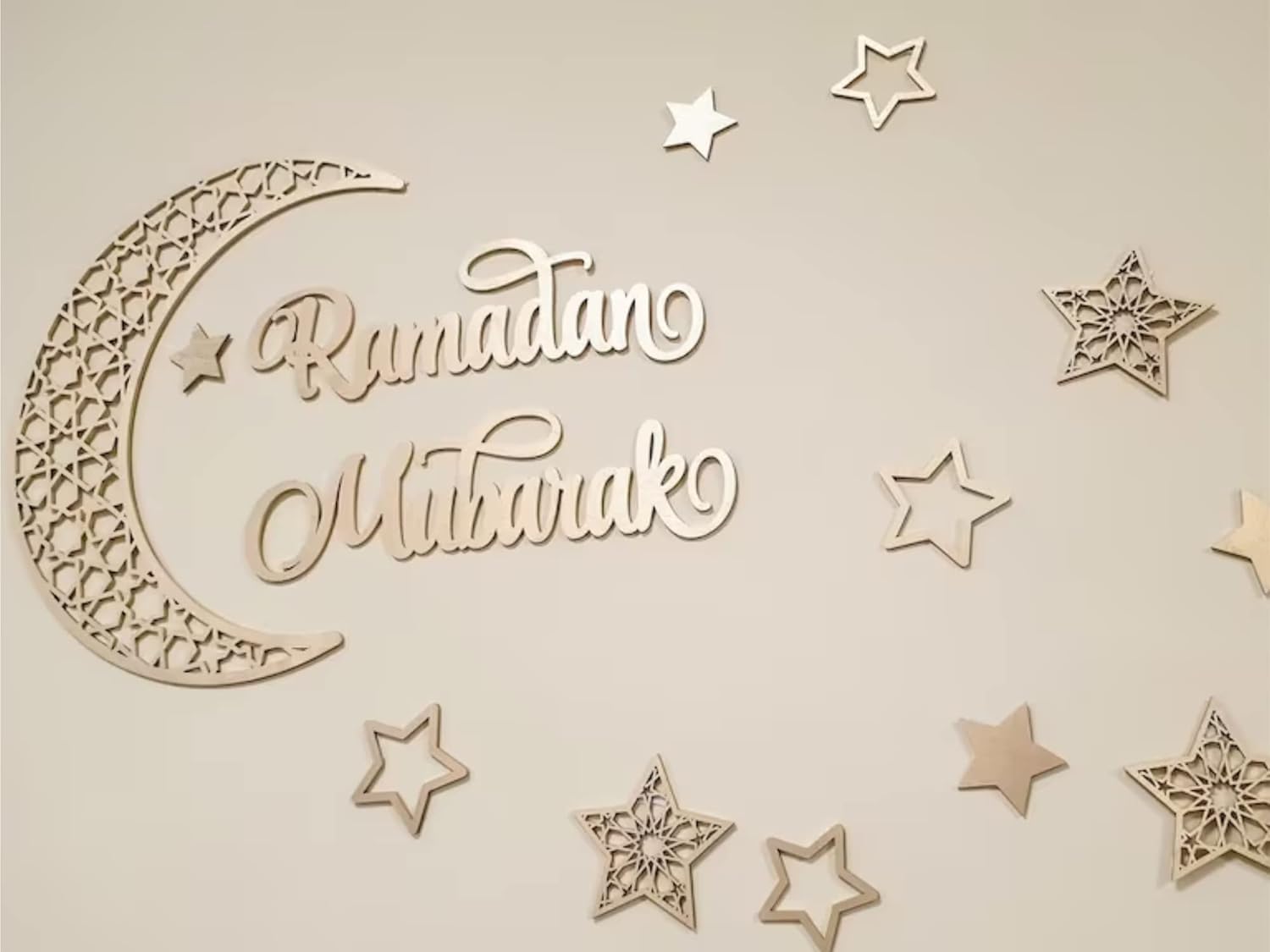 Haoser Ramadan Mubarak Wooden Wall Art