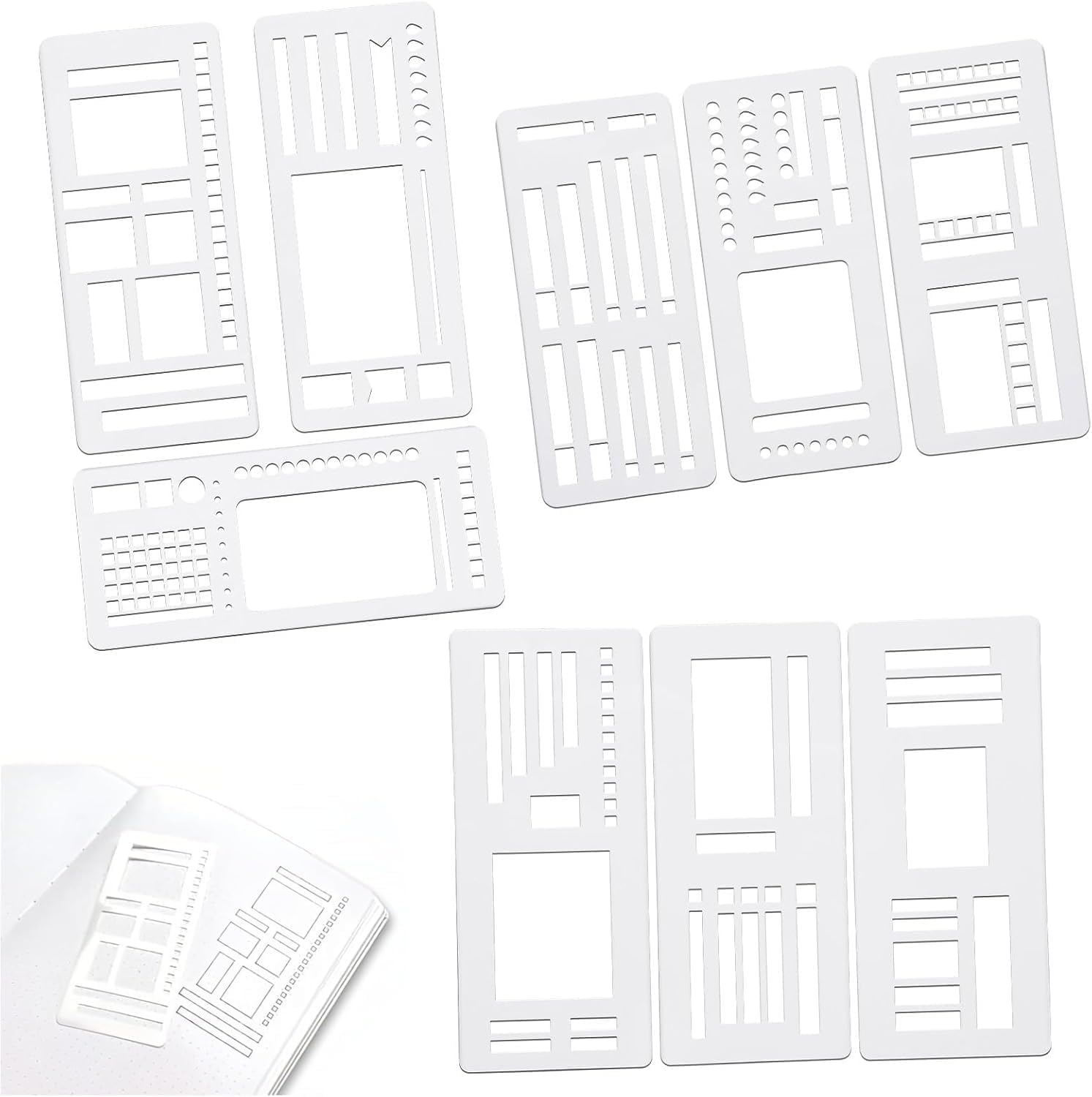 9 Pcs Flexible Planner Stencils Set for Journaling | Reusable Plastic Record Templates
