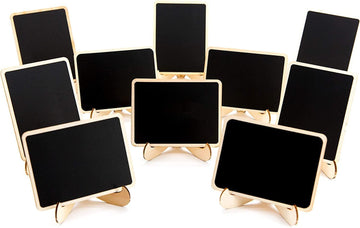 Haoser 10 Pack Mini Chalkboards Signs with Easel Stand, Small Rectangle Chalkboards Blackboard, Wood Place Cards for Weddings, Birthday Parties, Message Board Signs and Event Decoration - Haoser
