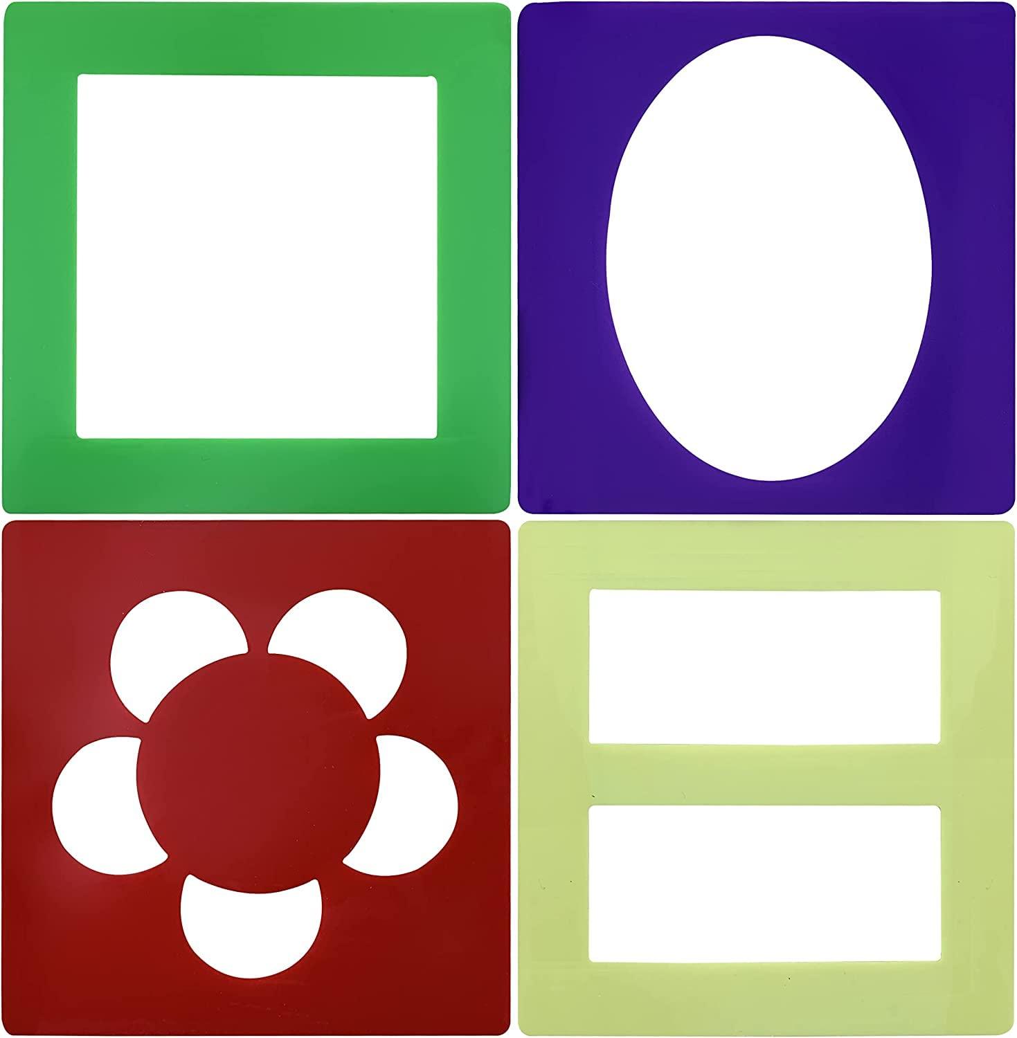 Haoser Simple Stencil Shapes - 12 Pieces,Geometric Shapes Stencils Simple Painting Stencils Triangle Round Stencils Wooden Color Drawing Templates Art Painting Templates for DIY Craft (4 in) - Haoser