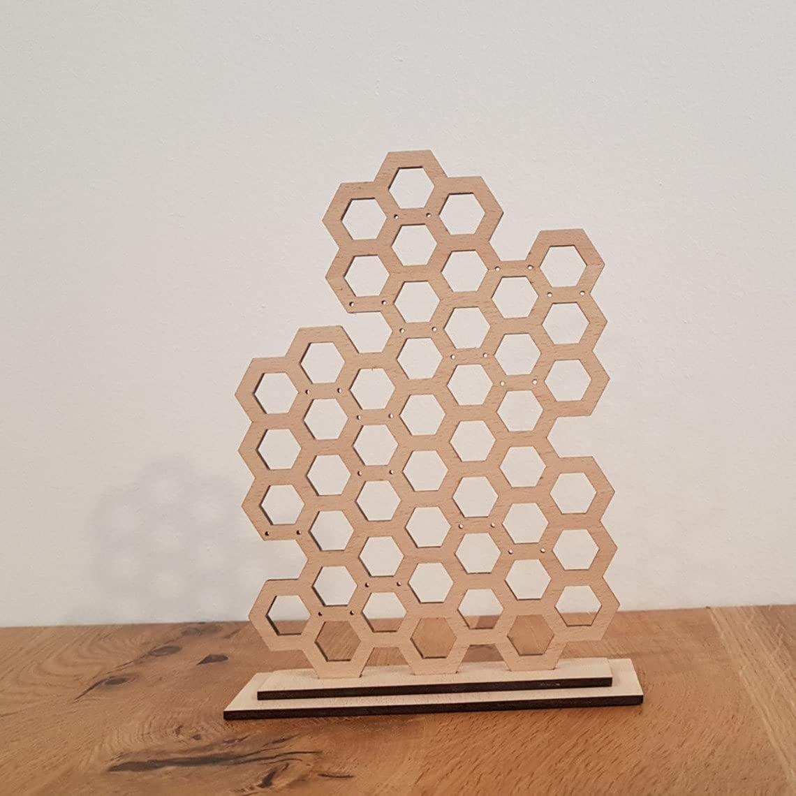 Haoser Wooden Earring Display Stand, Honeycomb Earring Organizer Earring Display Wood Hanging Jewelry Organizer for Stud Earrings (Earring Holder-2) - Haoser