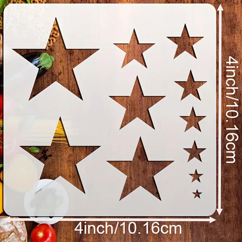 4 Pcs Geometric Stencils 4x4 Inch – Moon, Sun, Star, Heart Painting Template Set – Reusable DIY Hollow Out Stencils for Wall, Canvas, Face Painting, Scrapbooking, Furniture & Home Décor Crafts