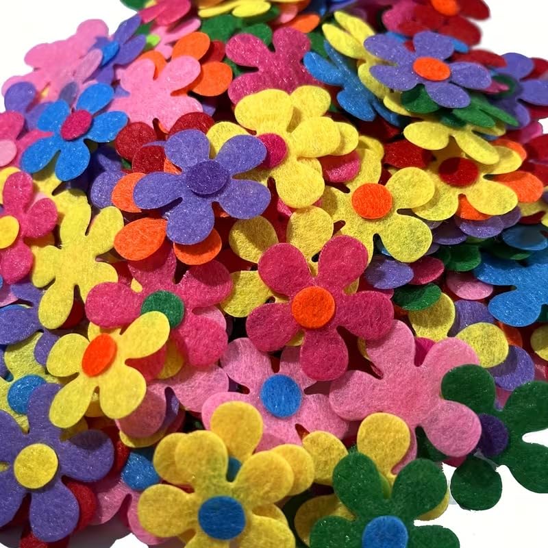 30 PCS Multicolor Felt Flower DIY Craft Kit for Kids & Adults | Small Fabric Flower