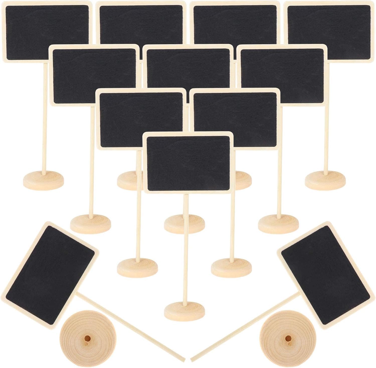 12 Pcs Mini Chalkboard Signs with Stand | Small Wooden Blackboard Labels for Wedding, Birthday Party, Table Numbers & Event Decoration (6.3 Inch Height)