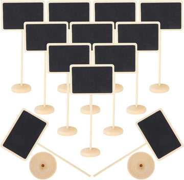 12 Pcs Mini Chalkboard Signs with Stand | Small Wooden Blackboard Labels for Wedding, Birthday Party, Table Numbers & Event Decoration (6.3 Inch Height)
