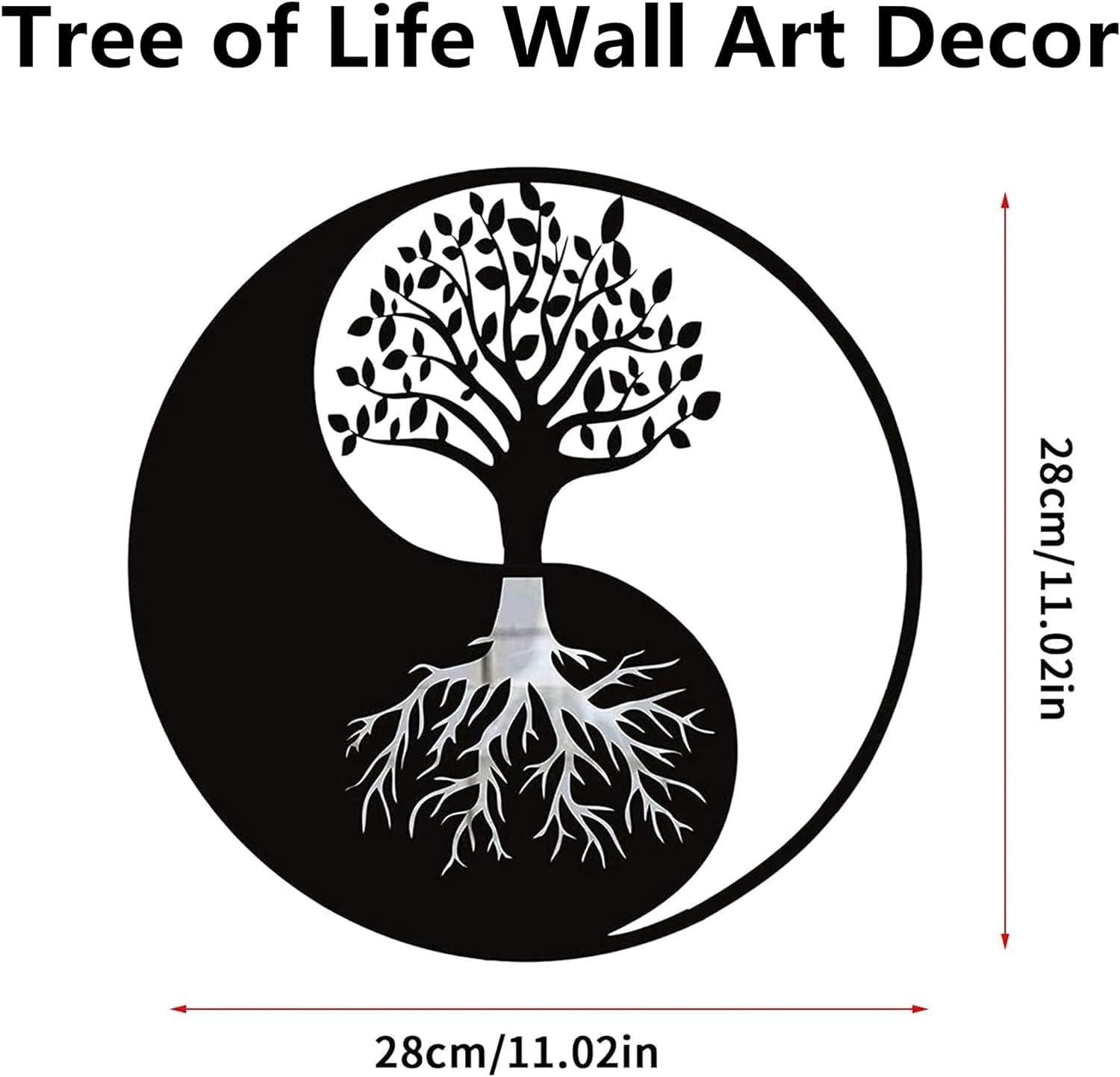 Curious Button Wall Hanging Art Beautiful Design Wooden Wall Tree of Life Art Shape Decor for Living Room, Bedroom, Hallway Decor Kitchen Wall Ornament (28cm) - Haoser