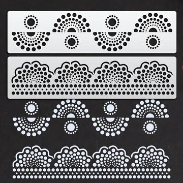 2 Pcs Mandala Border Stencil Set – 3x12 Inch Reusable Dot Mandala Painting Stencils – DIY Craft Templates for Canvas, Paper, Fabric, Wall, Tile, Floor & Home Décor Art Projects