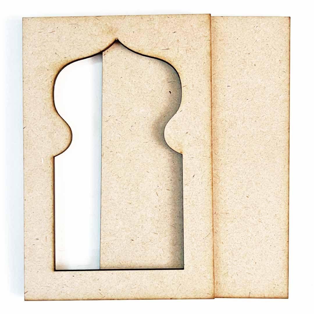 Haoser Plain MDF jharokha Cutouts for Art and Craft|Set of 2 Plain Wooden Jharokha MDF Cutouts Wall Decor Wooden Jharokha MDF Jharokha Cutout (L X H 21 X 30 CM) - Haoser