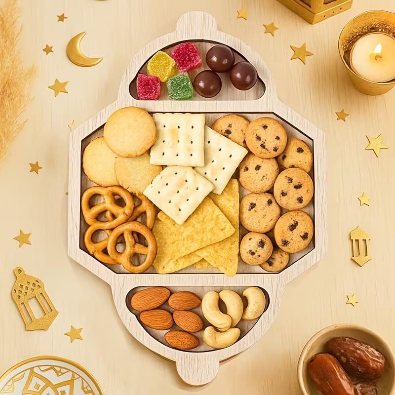 Eid Lantern Shaped Wooden Tray – Ramadan MDF Table Decor