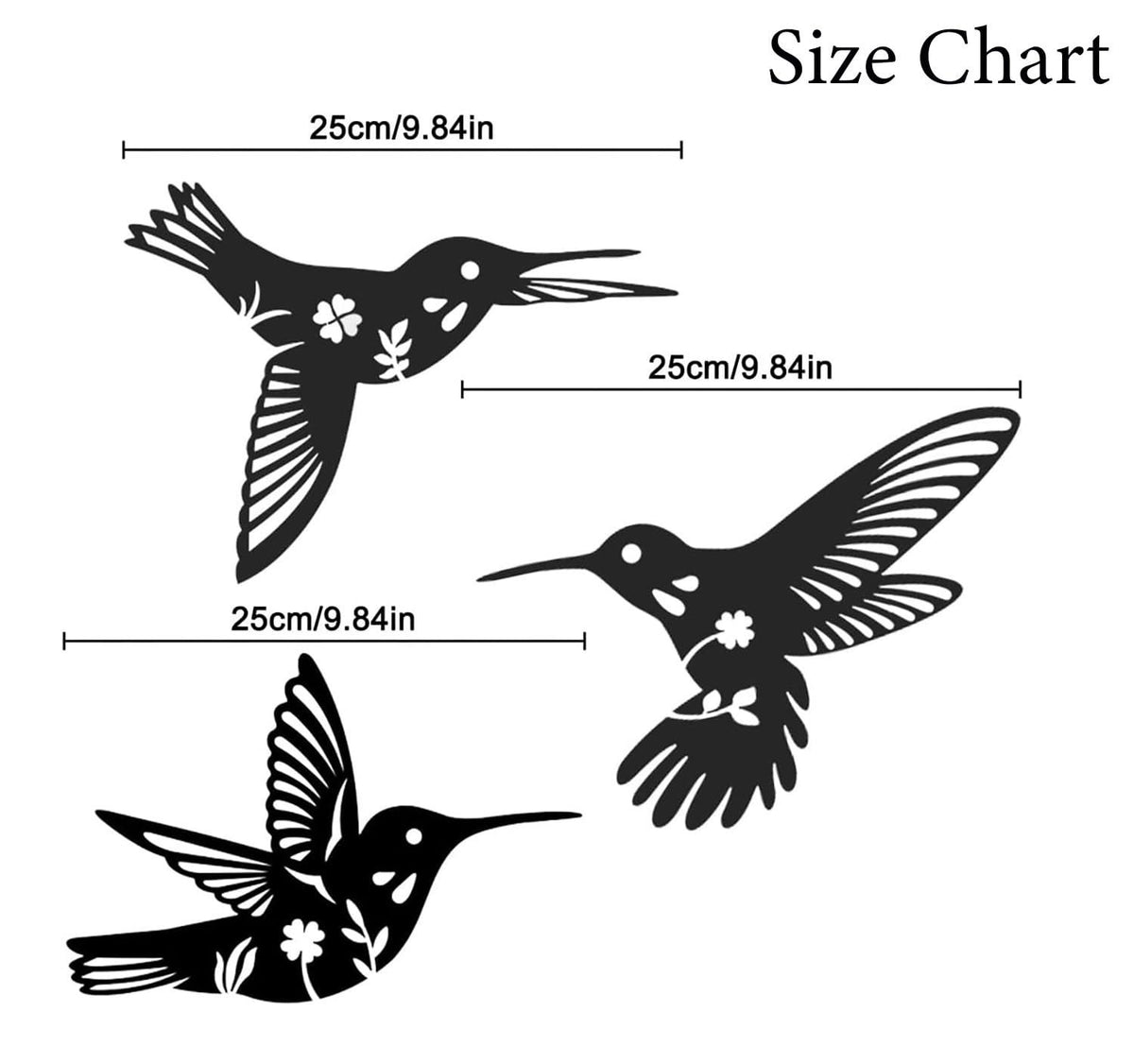 Curious Button Beautiful Black Birds Wall Art Decor for Home Decor, Wooden Birds Wall Sculpture for Home, Kitchen Wall Decoration Home, Living Room, Office, Bedroom (25cm, Set of 3) - Haoser