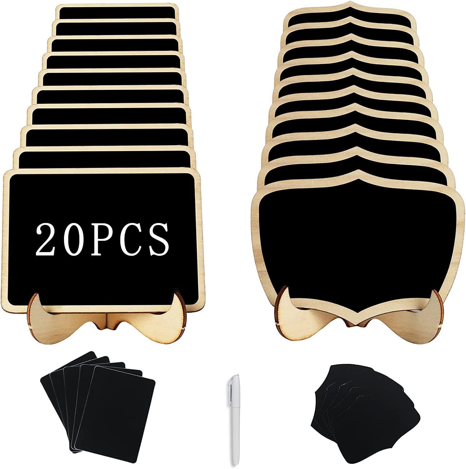 Haoser 20PCS Mini Chalkboard Signs,Small Chalkboard with Support Easels,Chalkboard Place Cards,Table Numbers,Food Labels for Party Buffet,Weddings,Special Events - Haoser