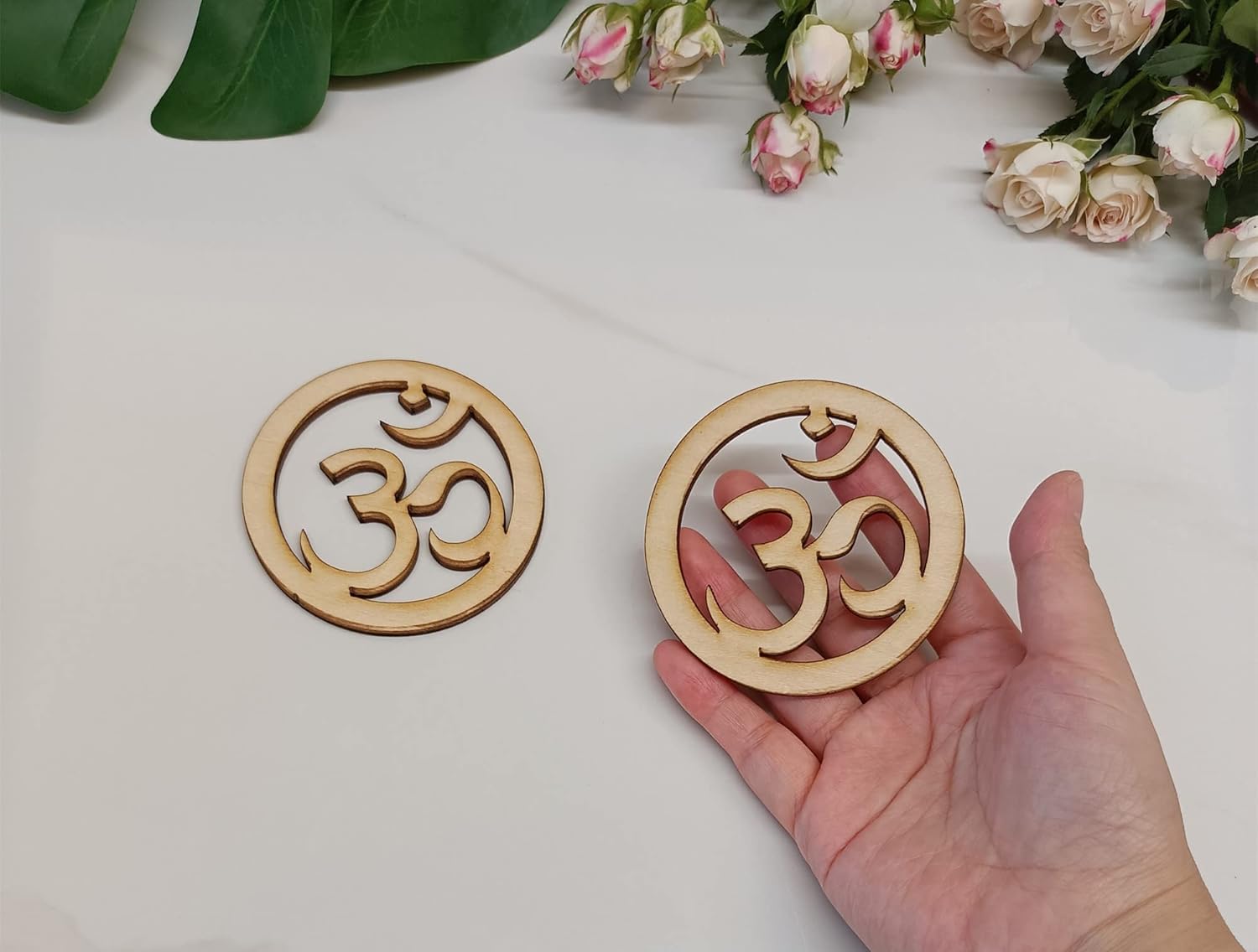 20 Pcs Wooden Om Symbol Cutouts for Crafts | 3 Inch Unfinished Pine MDF Om Sign for DIY, Wall Art & Spiritual Decor | Hindu Mandala Craft Base | Wooden Cutout Shapes