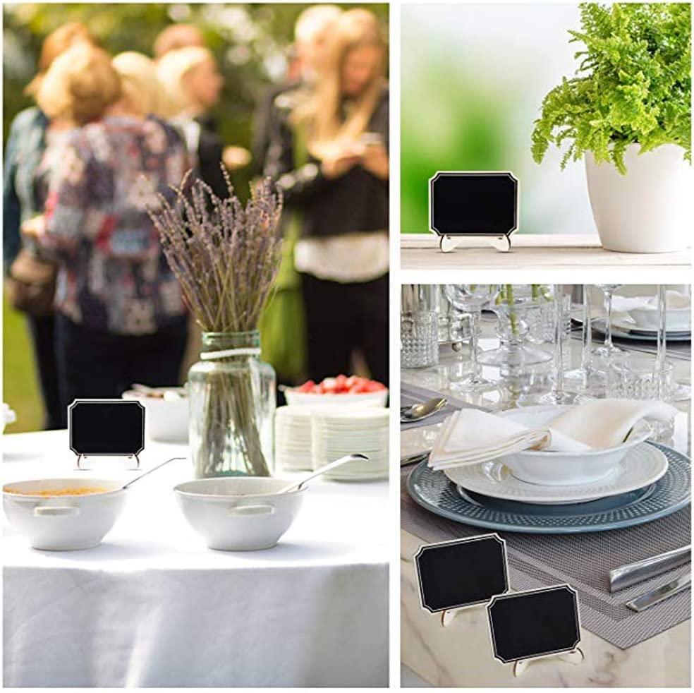 Haoser 12 Pack Mini Chalkboard Signs with Stand,Small Rectangle Wooden Chalkboards Blackboard for Food Signs,Food Signs, Wedding Signs, Message Board. - Haoser