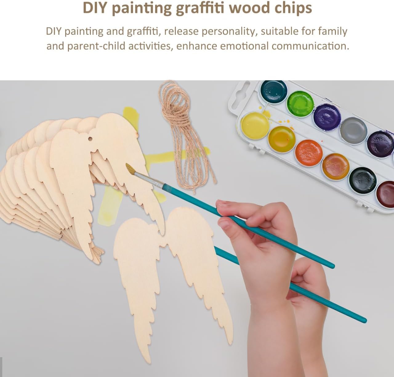 20 Pcs Angel Wings MDF Wooden Cutouts for DIY Craft | Unfinished Wood Angel Wing Shapes for Painting
