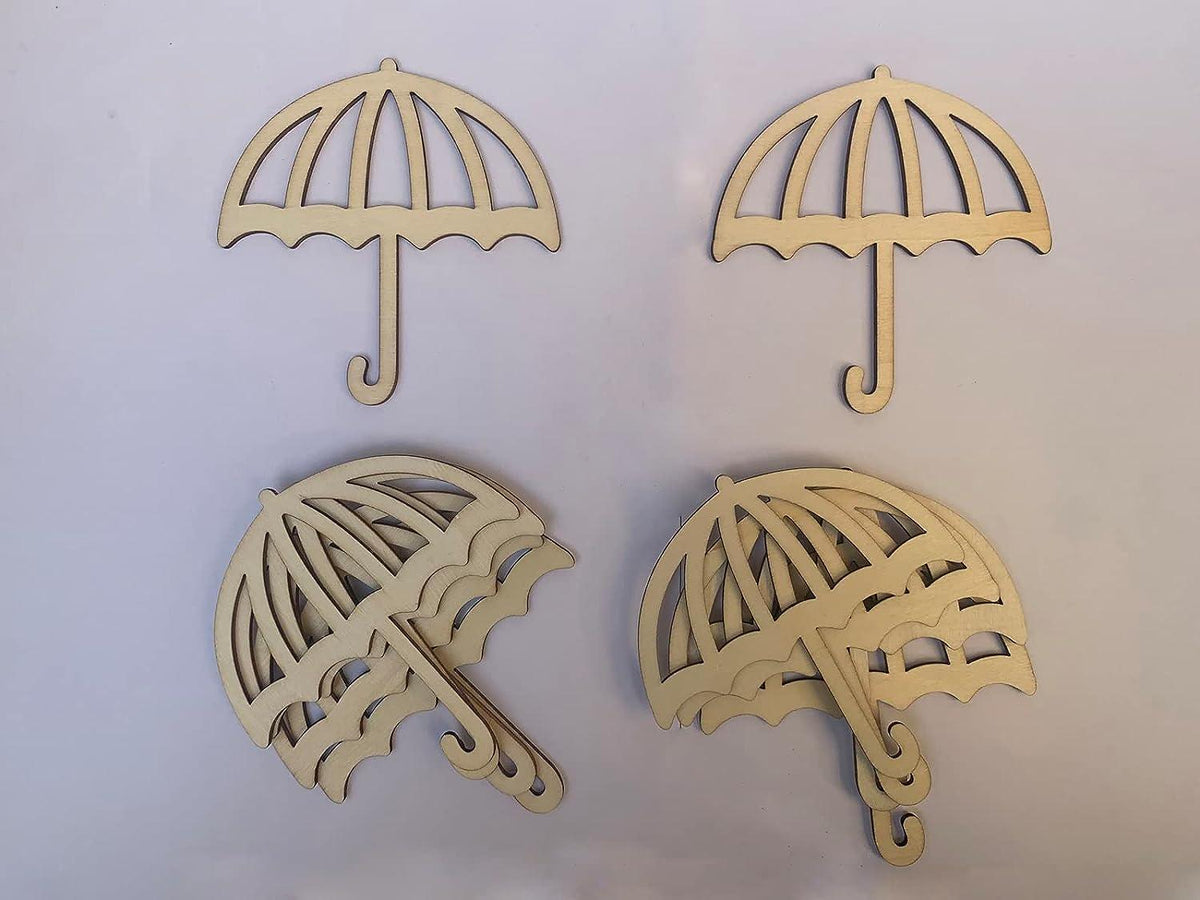 Haoser Unfinished Wood Ornaments to Create Wall Decor with These Umbrella Shape Cutouts Made of Laser Cut MDF Cutouts for DIY Craft Supplies - Haoser