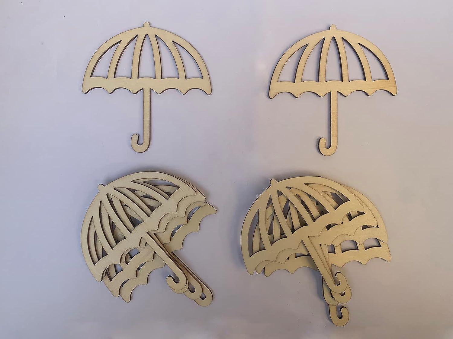 Haoser Unfinished Wood Ornaments to Create Wall Decor with These Umbrella Shape Cutouts Made of Laser Cut MDF Cutouts for DIY Craft Supplies - Haoser