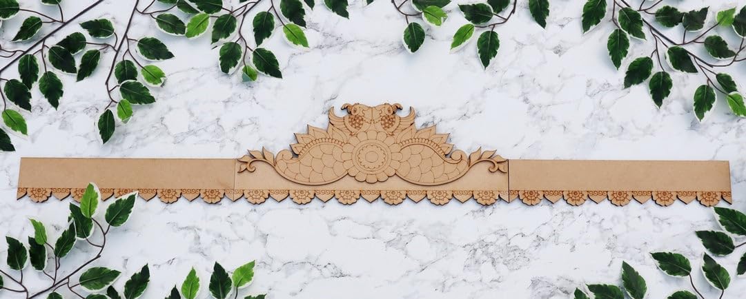 Pine MDF Crown Bandhanwar Door Hanging | Lotus Padma Wooden Toran for Home Entrance, Pooja Room & Festive Decoration | 38 x 7 Inch, Decorative Wooden Bandhanwar