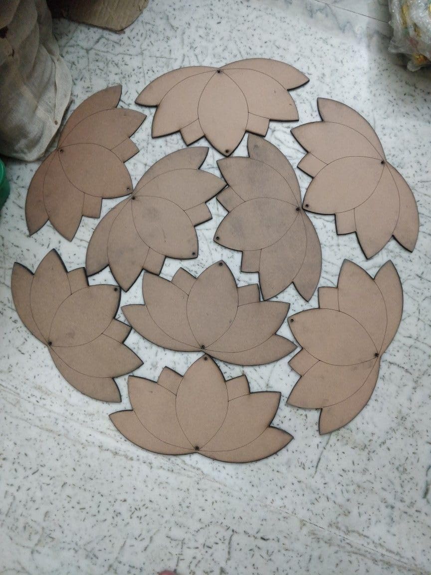 Haoser 10 Pcs Lotus MDF Cutout for Art and Craft