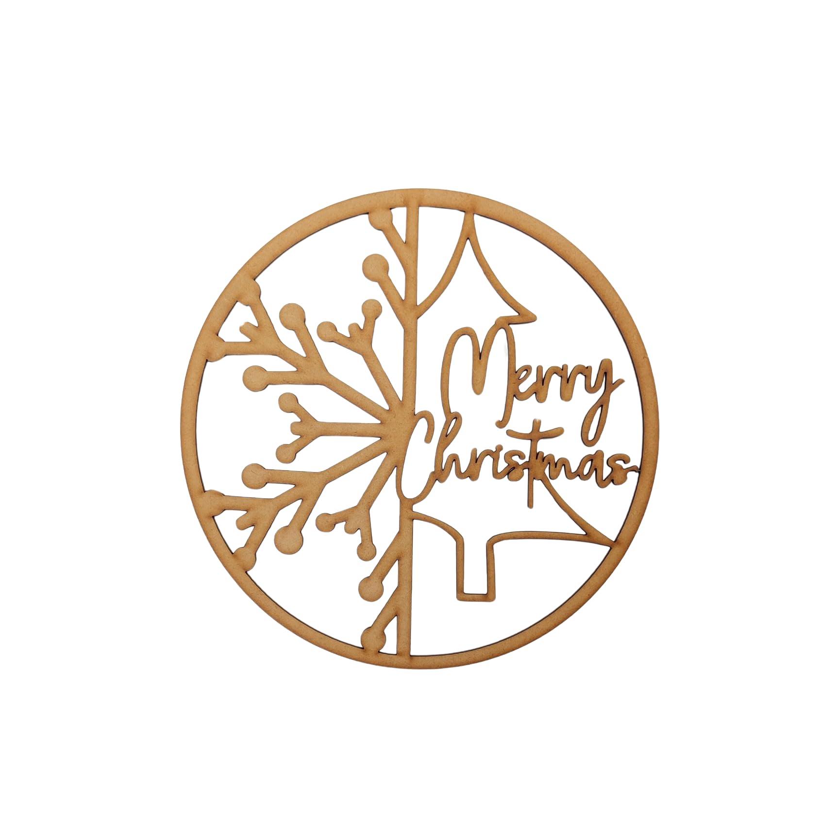 Haoser Christmas Wreath for Front Door,Unfinished Wooden Hanging Ornaments for Christmas Decorations Items,Merry Christmas Door Hanging and Christmas Decorations Items (10 Inches) - Haoser