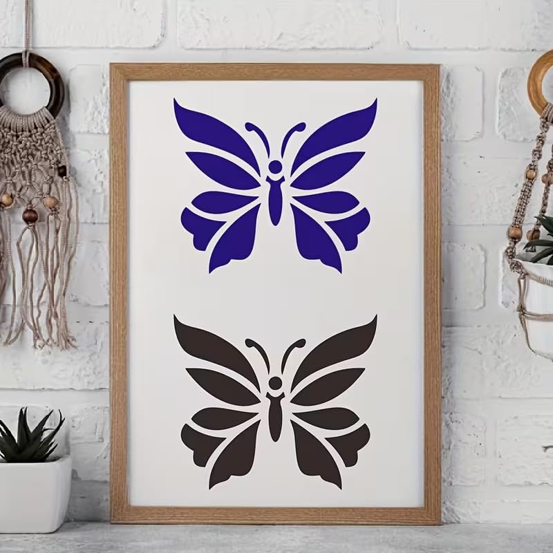 Reusable Butterfly Stencil | Plastic Painting Template | Intricate Honey Gathering Butterfly Design for Wall Painting