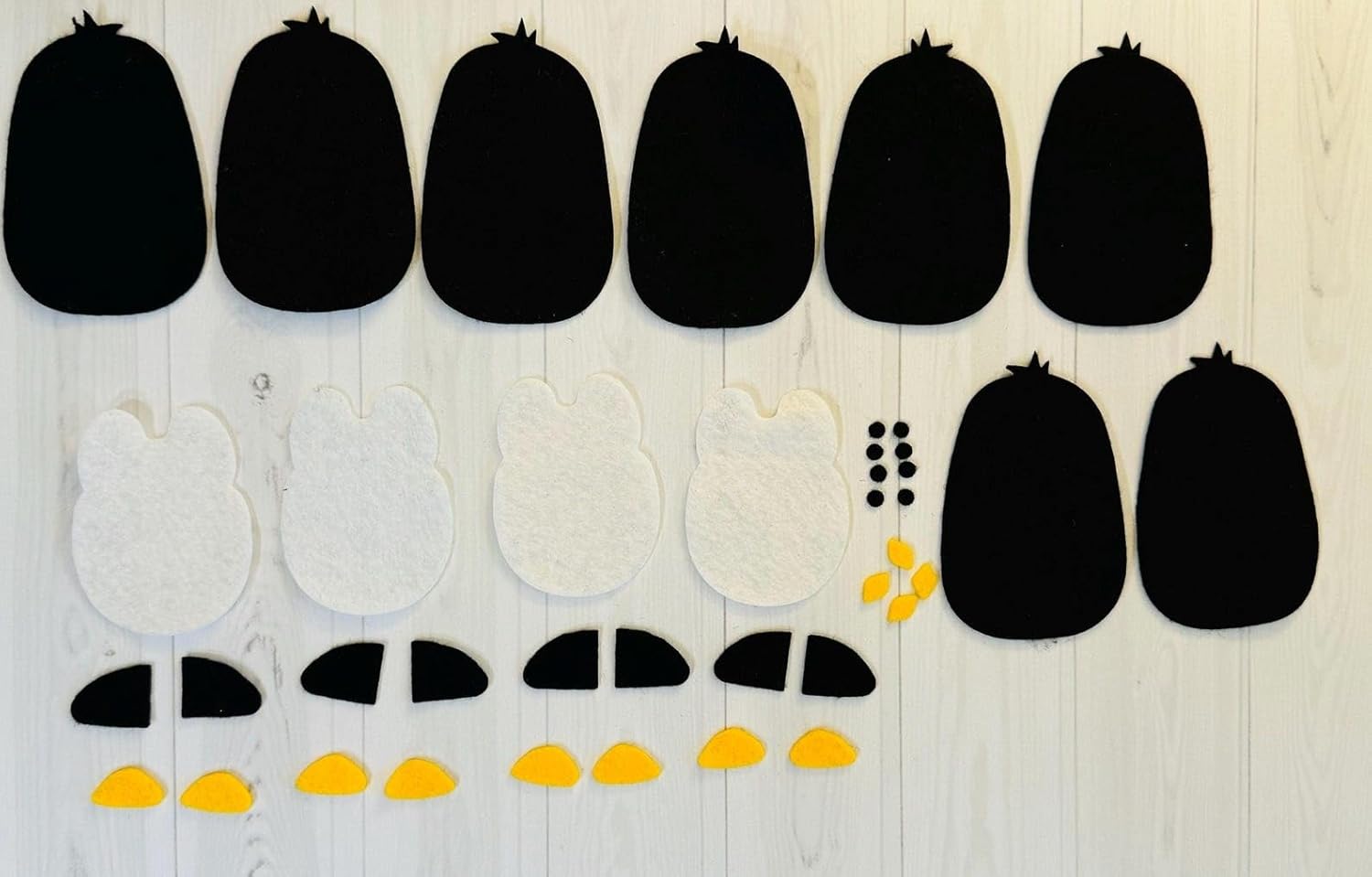 4 Pcs Felt Penguin Cutouts (4 x 3.14 Inch) | DIY Craft Shapes for Kids