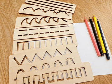 Haoser Wooden Montessori Stencil Set for Toddler, Educational Toy for Kids, Wooden Stencils Set,Activity Toys for Kids