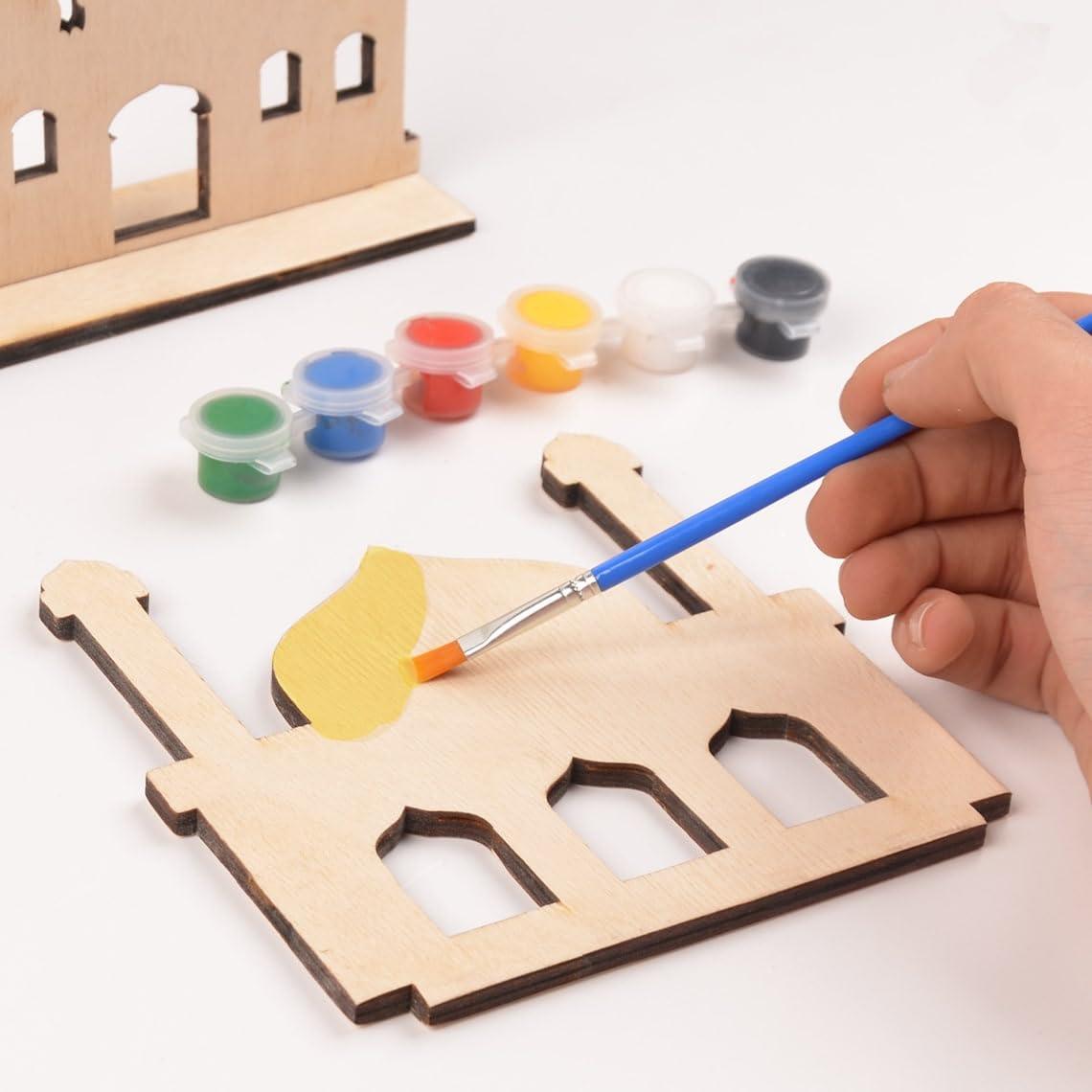 Curious Button Beautiful DIY Wooden Masjid Shape for Home Decoration, Eid Preparation, Ramadan Decoration Eid Gifts Islamic Decoration Gifts, Paint Your Own Banner (Masjid, Moon, Star, Lantern) - Haoser