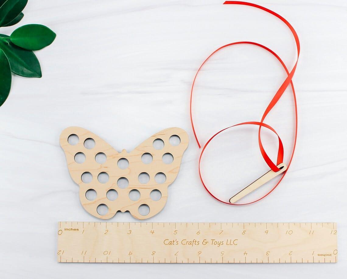 Haoser Pack of 5 Wooden Threading Lacing Toy for Toddlers Travel Toys Preschool Games Fine Motor Skills Educational Toys for 3+ Year Old Kids Gifts|4 inch - Haoser