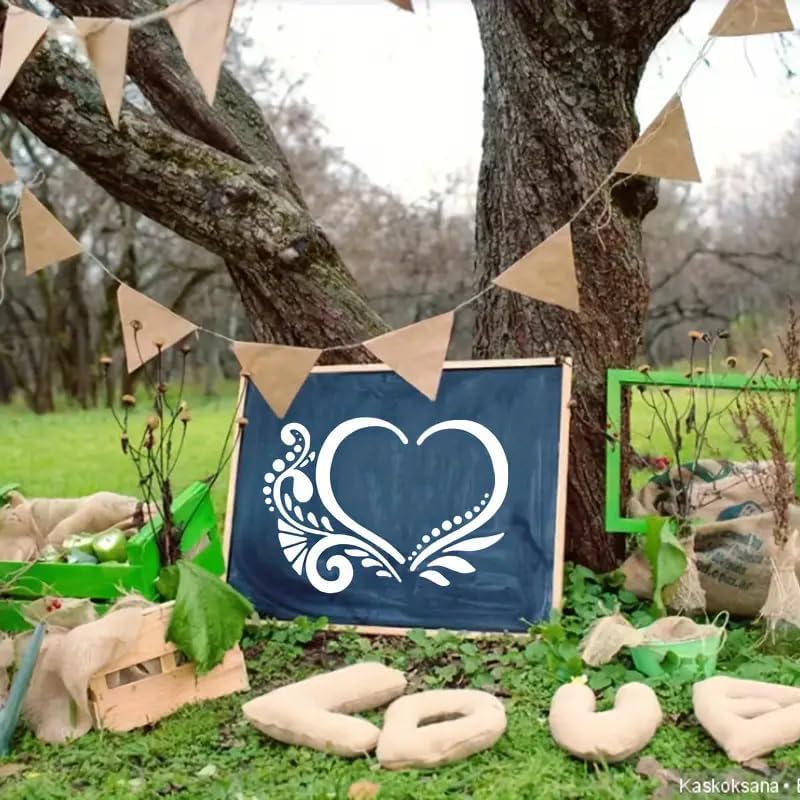 4 Pcs Heart-Themed Patterns Wall Stencils Template – Reusable Spray Paint Stencils for Craft Painting
