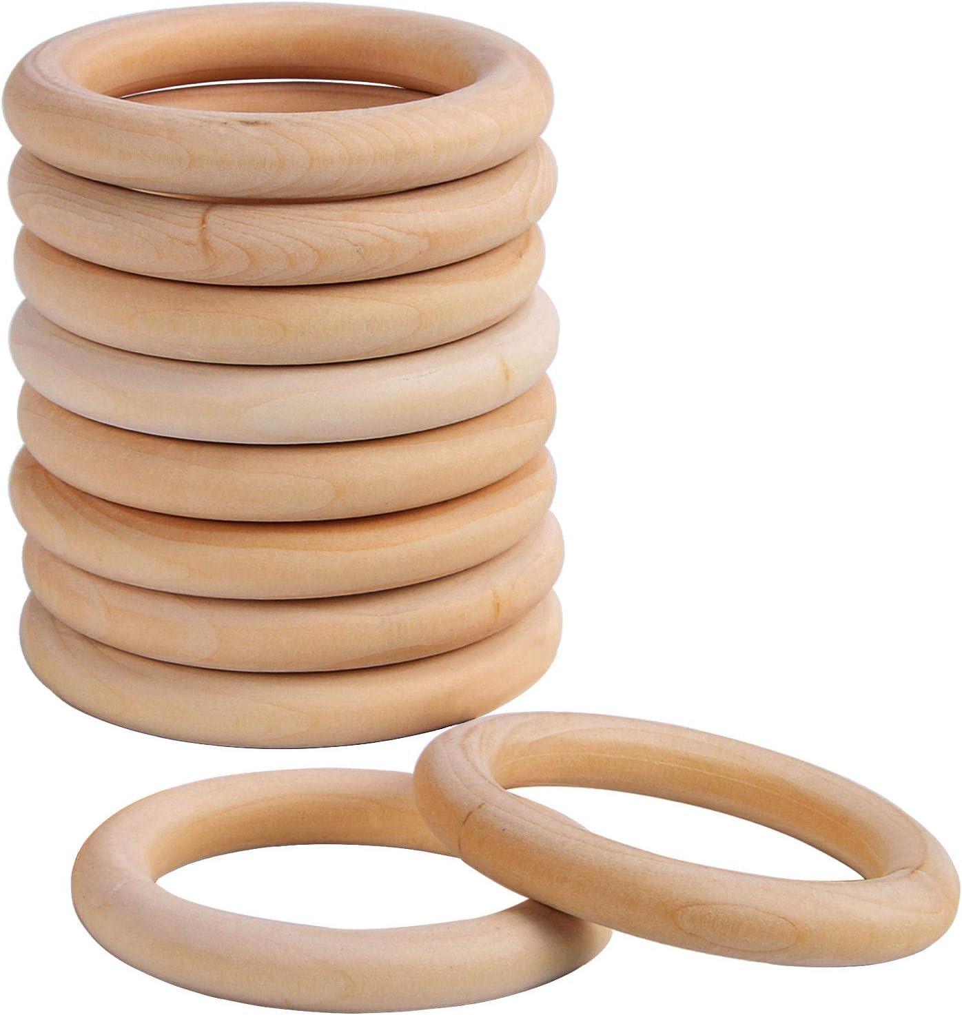 Haoser 10 Pcs 3 Inch DIY Natural Wood Rings for Crafts