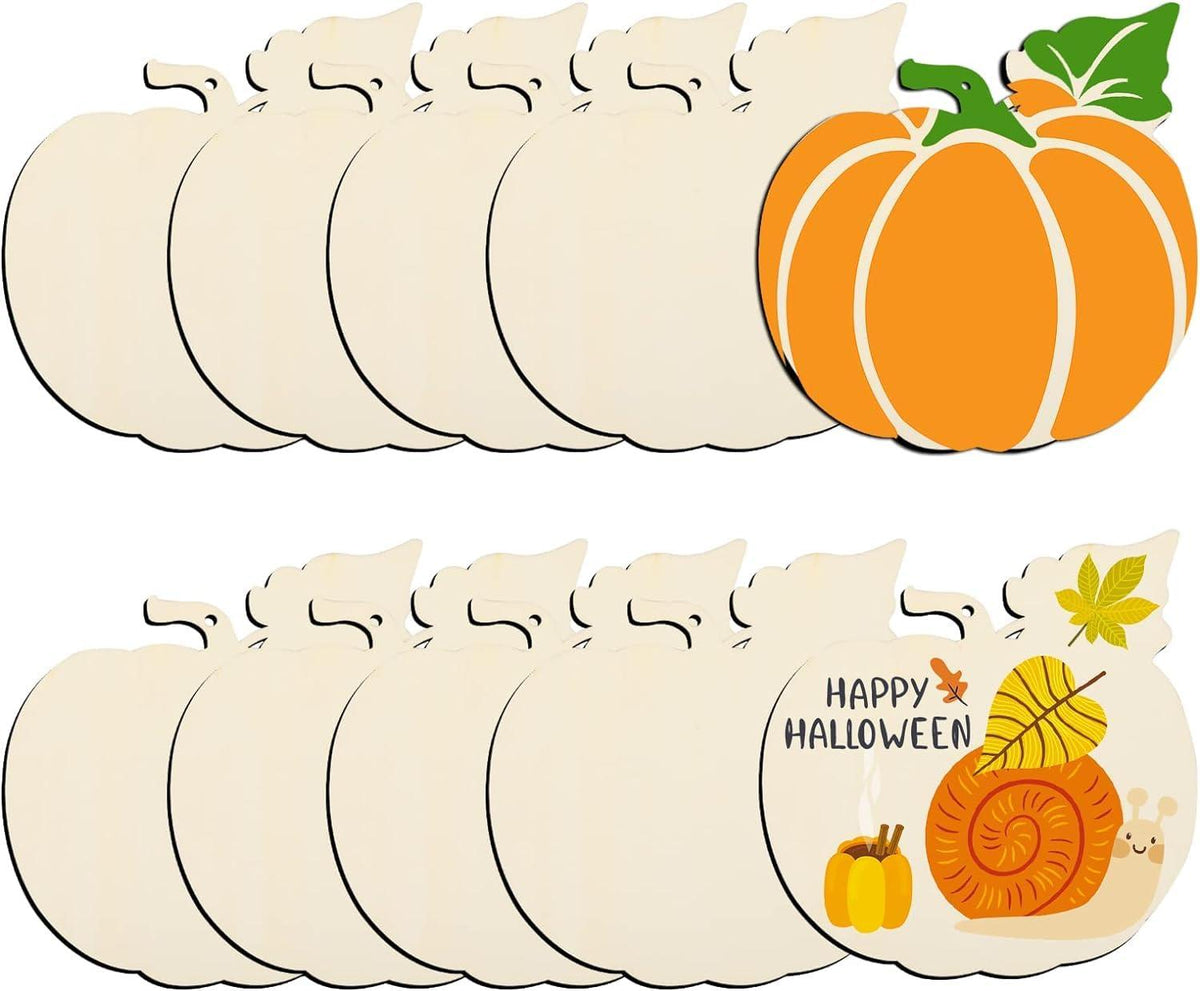 Curious Button 5 Pieces Unfinished Wooden Pumpkin Style Hanging Ornament for DIY Home Decoration, MDF Cutouts, Perfect Wooden Cutouts for Home Decor, Charming Wooden Hanging Ornaments (7x7IN) - Haoser