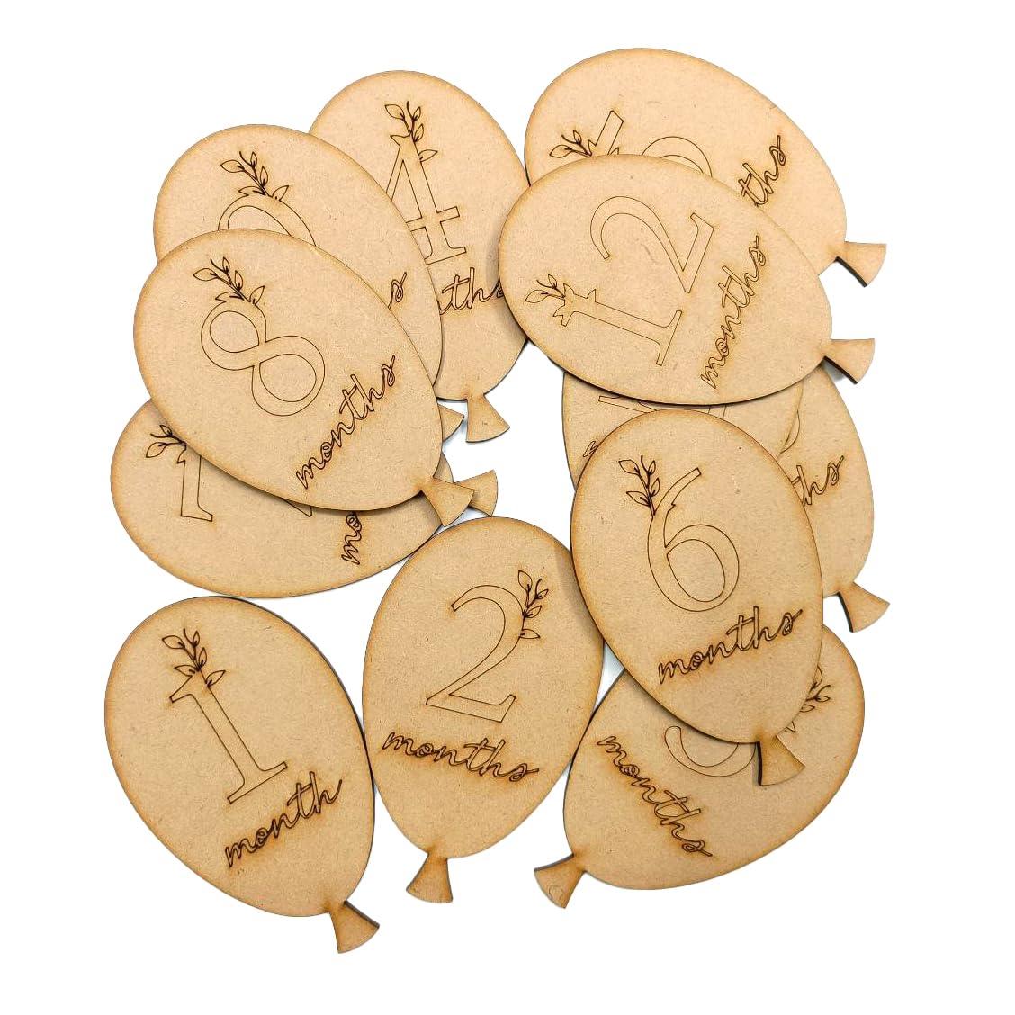 Haoser Baby Monthly Milestone Cards,Wooden Balloon milestones Discs, Congratulations Pregnancy Gift, Baby Shower Gift,Newborn Birth Announcement Sign - Haoser