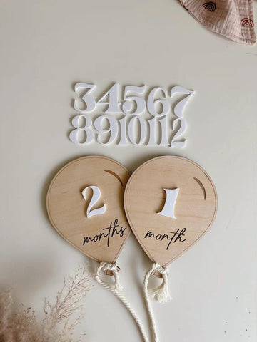 Haoser Air Balloon Wooden Baby Milestone