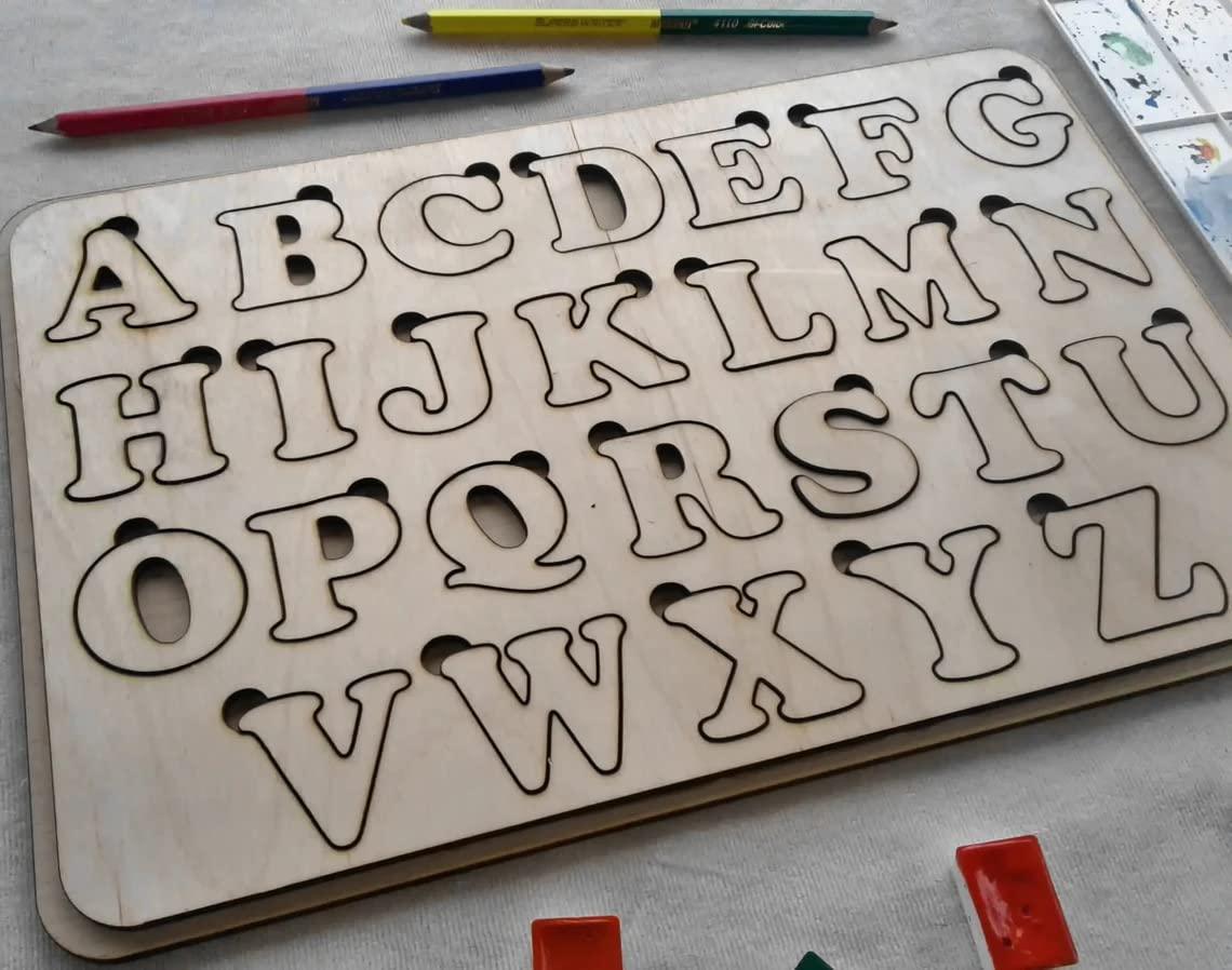 Haoser Wooden English Alphabet Letters, lphabet Toy, Wooden Capital Alphabets Letters,Learning Educational Puzzle Toy for Kids - Haoser