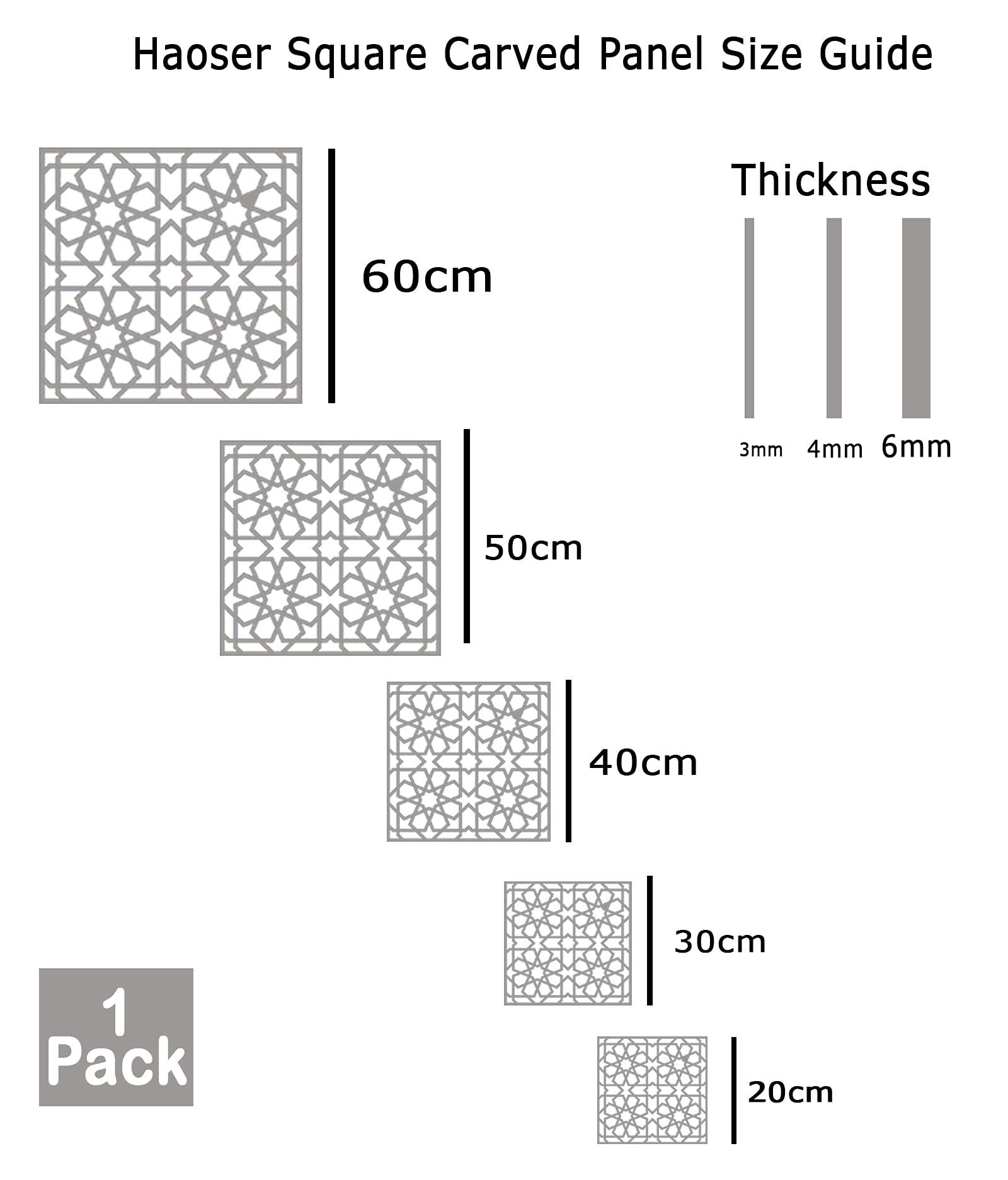 Haoser Wall Hanging Wooden Carved Panel for Room Partition, Cabinet Doors, Windows (Square Panel-3) - Haoser